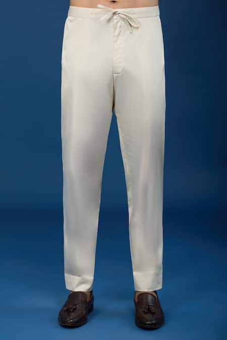 Countrymade_Ivory Cotton Embroidery Linear Kurta Set _at_Aza_Fashions