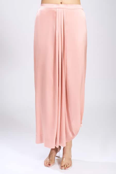 Anamika Khanna_Pink Embroidery Round Neck Kurta With Skirt _at_Aza_Fashions