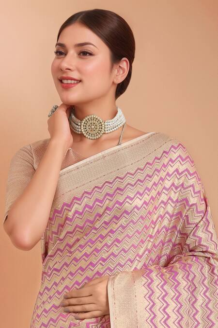 Shop_Samyukta Singhania_Lilac Zari Woven Banarasi Saree With Blouse _Online_at_Aza_Fashions