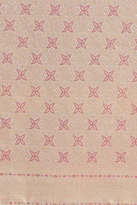 Samyukta Singhania_Pink Tassels, Zari V-neck Woven Banarasi Silk Saree With Blouse _Online_at_Aza_Fashions