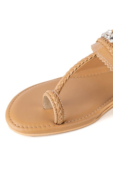 Buy Preet Kaur Beige Embellished Kolhapuri Flats Online at Aza Fashions Buy_Preet Kaur_Beige Embellished Kolhapuri Flats _Online_at_Aza_Fashions