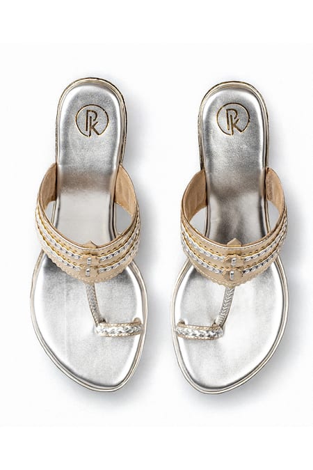 Shop Preet Kaur Gold Beads And Silver Two Tone Embellished Heels Online at Aza Fashions Shop_Preet Kaur_Gold Beads And Silver Two Tone Embellished Heels _Online_at_Aza_Fashions