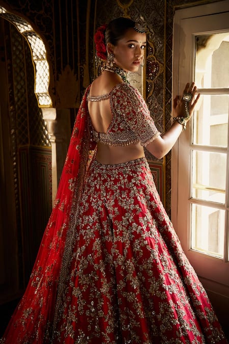 Seema Gujral Floral Jaal Pattern Lehenga Set 