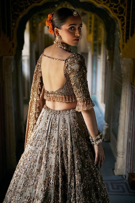 Seema Gujral Jade Crystal Embroidered Lehenga Set 