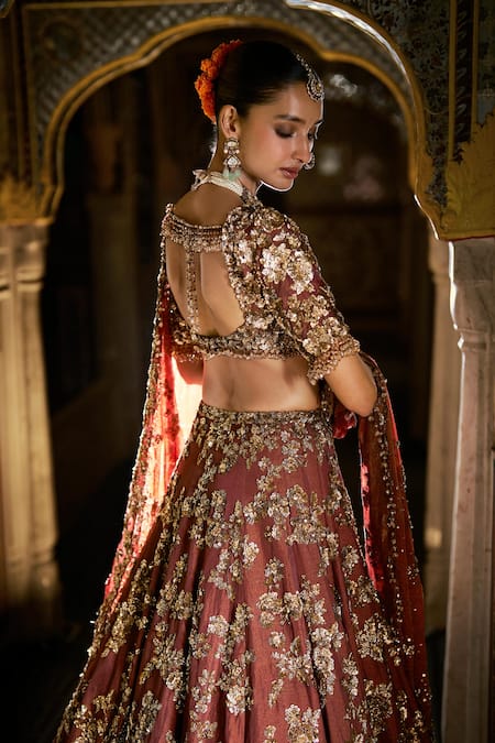 Seema Gujral Floral Jaal Pattern Lehenga Set 