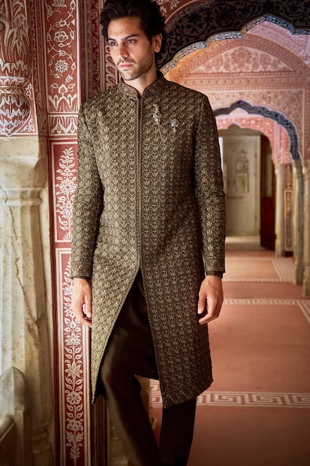 Seema Gujral Geometric Work Sherwani Kurta Set 