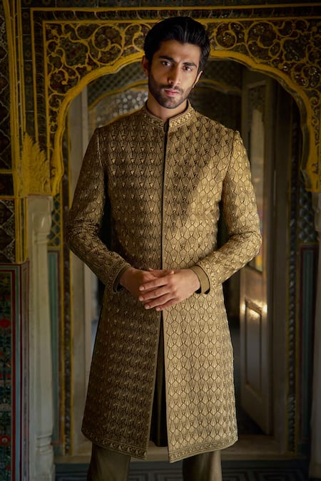 Seema Gujral Geometric Work Sherwani Kurta Set 
