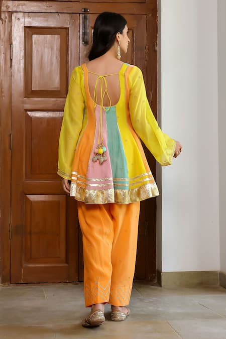 Sanam Gota Embroidered Peplum Kurta Set 