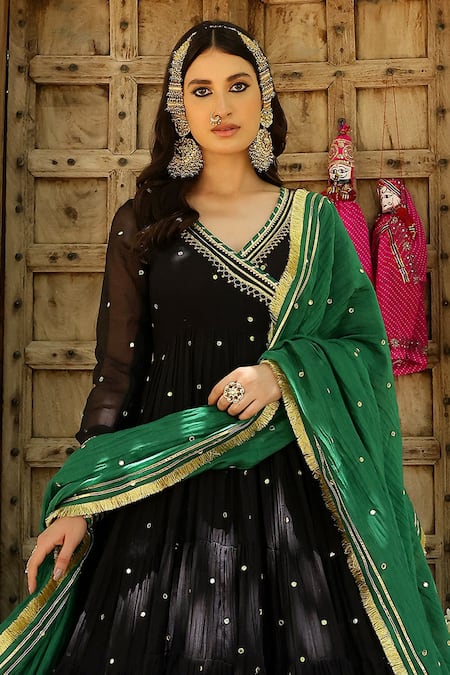 Sanam Aari Embroidered Angarkha Anarkali Set