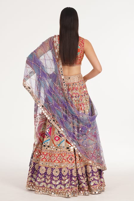 Abhinav Mishra Rebecca Pastel Embroidered Lehenga Set 