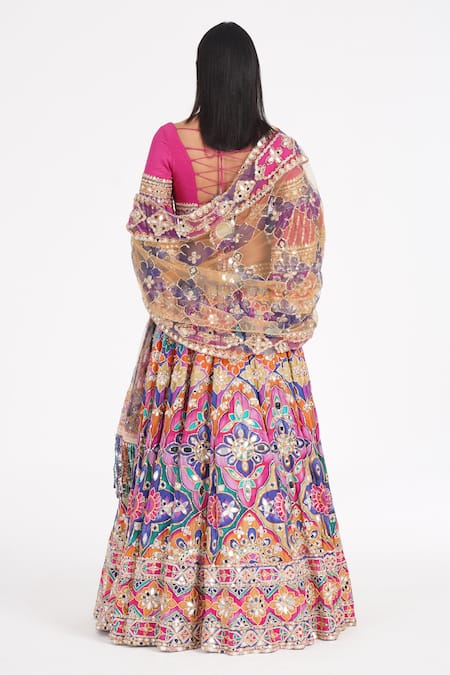 Abhinav Mishra Psychedelic Hues Embroidered Lehenga Set 