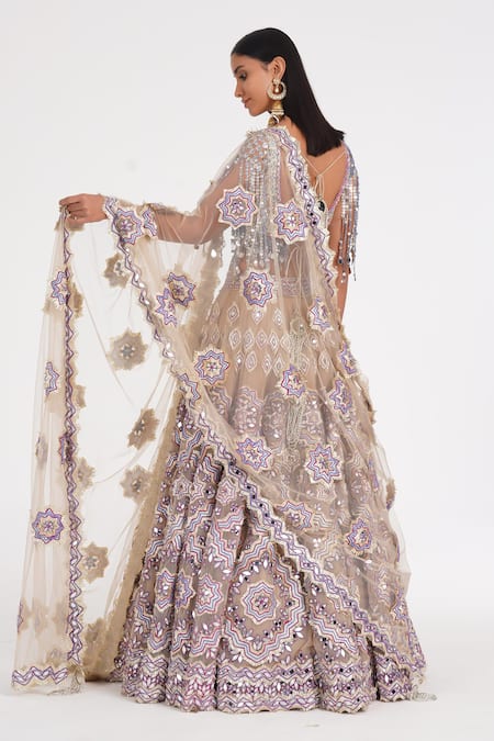 Abhinav Mishra Oyster Daisy Embroidered Lehenga Set 