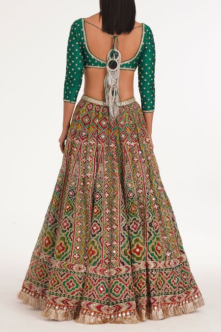Abhinav Mishra Magnolia Chevron Pattern Lehenga Set 