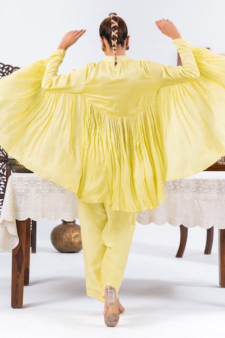 Leela By A Embroidered Yoke Flared Top With Pant 