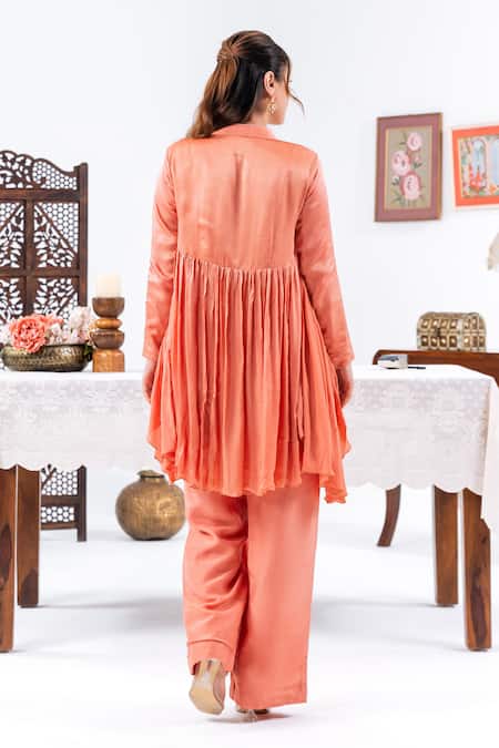 Leela By A Embroidered Yoke Flared Top With Pant 
