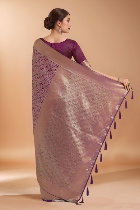 Samyukta Singhania Zari Woven Purple Banarasi Silk Saree With Blouse 