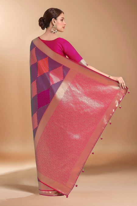 Samyukta Singhania Zari Woven Pink Banarasi Silk Saree With Blouse 