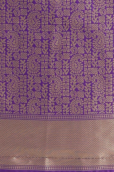 Samyukta Singhania_Lavender Zari Round Neck Woven Banarasi Silk Saree With Blouse _Online_at_Aza_Fashions