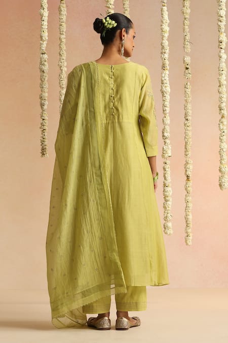 Beige Thread Embroidered Kurta Set 