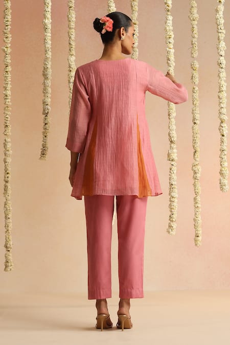 Beige Neckline Embroidered Top With Pant 