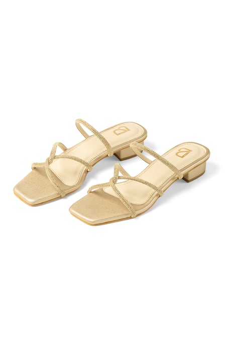 Shop_Label Deepti Bajaj_Gold Rhinestones Hour Embellished Heels _Online_at_Aza_Fashions