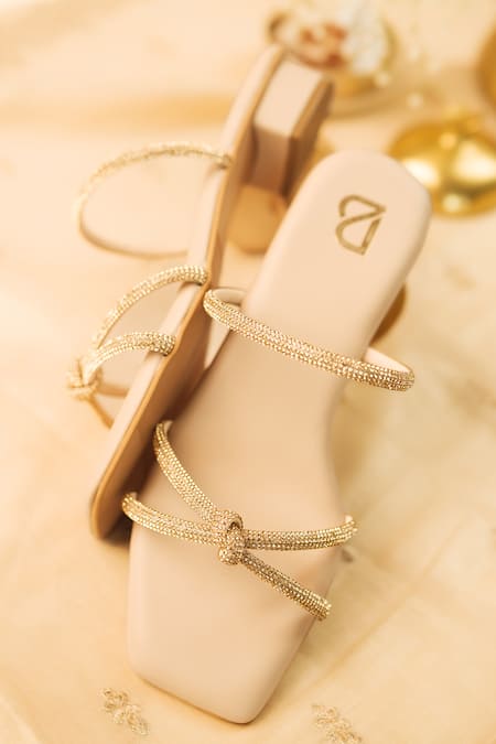 Shop Label Deepti Bajaj Gold Rhinestones Gilded Glow Strap Embellished Heels Online at Aza Fashions Shop_Label Deepti Bajaj_Gold Rhinestones Gilded Glow Strap Embellished Heels _Online_at_Aza_Fashions