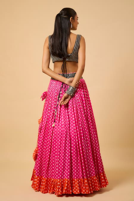 Monk & Mei By Sonia Anand Urvashi Flower Print Lehenga Set 