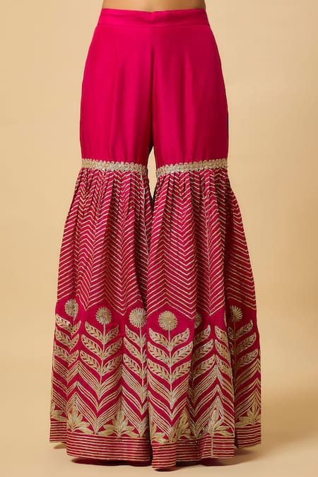 Buy Monk & Mei By Sonia Anand Pink Silk, Organza Embroidery V-neck Bala Kurta Sharara Set Online at Aza Fashions Buy_Monk & Mei By Sonia Anand_Pink Silk, Organza Embroidery V-neck Bala Kurta Sharara Set _Online_at_Aza_Fashions