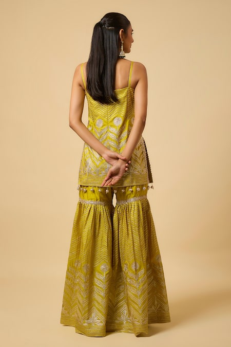 Monk & Mei By Sonia Anand Aishwarya Embroidered Kurta Sharara Set