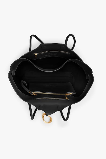 Outhouse_Black The Boss Leather Tote Bag _Online_at_Aza_Fashions