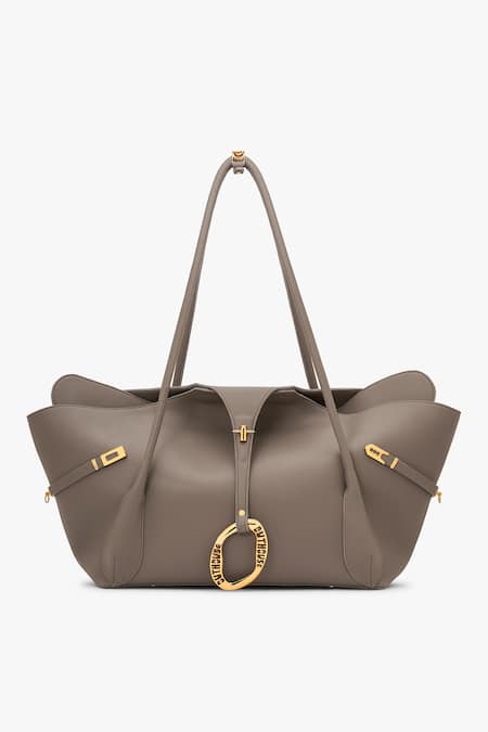 Buy_Outhouse_Taupe The Boss Leather Tote Bag _Online_at_Aza_Fashions
