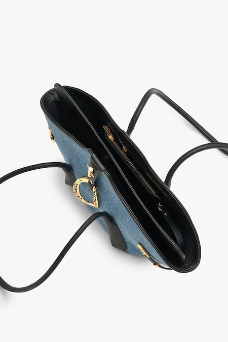 Outhouse_Blue Chains The Resort Boss Denim Tote Bag _at_Aza_Fashions