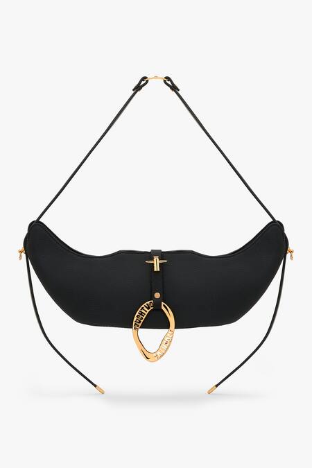 Outhouse_Black The Boss Swing Leather Bag _Online_at_Aza_Fashions