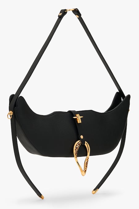 Outhouse Black The Boss Swing Leather Bag 