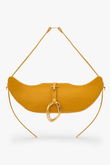 Outhouse_Yellow Chains The Boss Swing Leather Bag _Online_at_Aza_Fashions