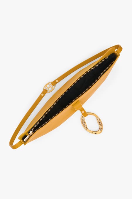 Buy_Outhouse_Yellow Chains The Boss Swing Leather Bag _Online_at_Aza_Fashions