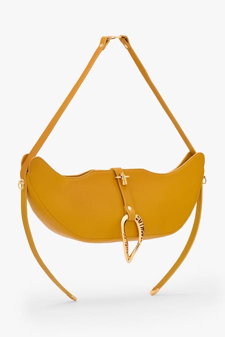 Shop_Outhouse_Yellow Chains The Boss Swing Leather Bag _Online_at_Aza_Fashions