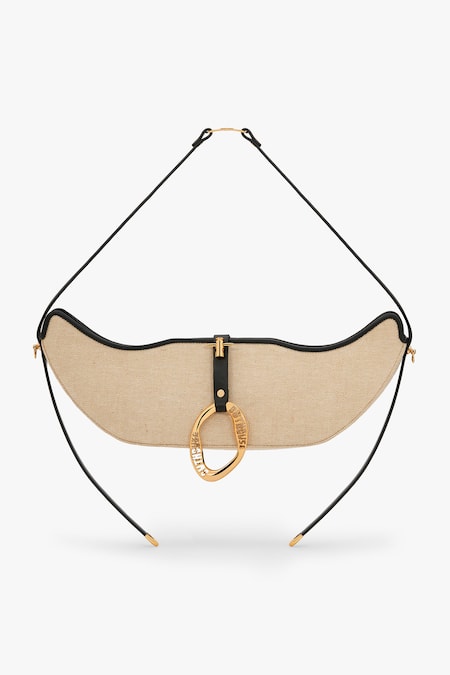 Buy_Outhouse_Beige The Boss Swing Leather Bag _Online_at_Aza_Fashions