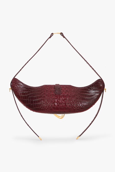 Buy_Outhouse_Maroon The Boss Swing Leather Bag _Online_at_Aza_Fashions