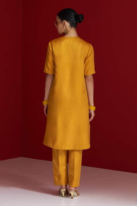 Sitaraa Aranya Mustard Embroidered Kurta With Pant