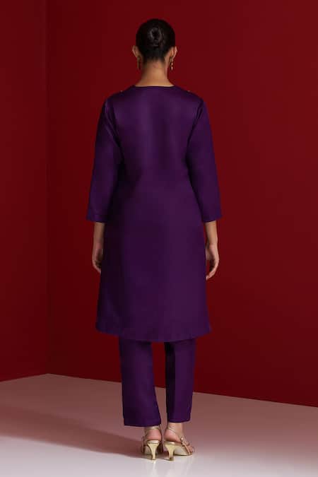 Sitaraa Verangini Royal Purple Embroidered Kurta With Pant