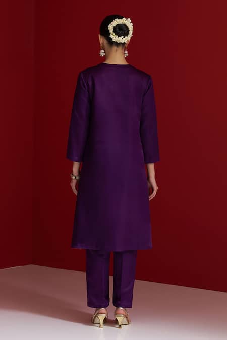 Sitaraa Manjiri Royal Purple Embroidered Kurta With Pant
