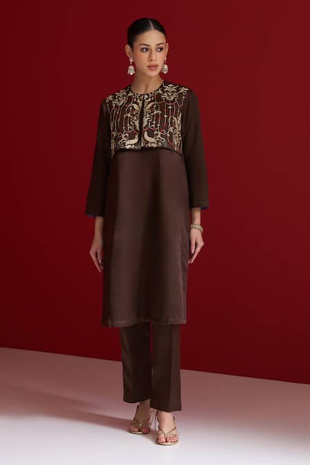 Sitaraa Vajrika Brown Embroidered Bolero Kurta Set