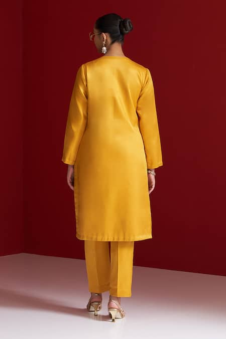 Sitaraa Jwala Mustard Embroidered Kurta With Pant