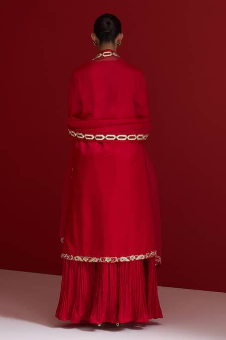 Sitaraa Taranjini Red Embroidered Kurta Skirt Set