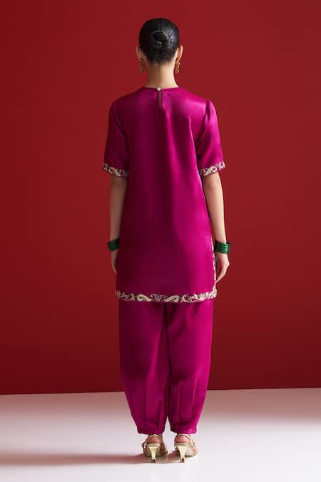 Sitaraa Indira Mulberry Wood Purple Embroidered Kurta With Pant