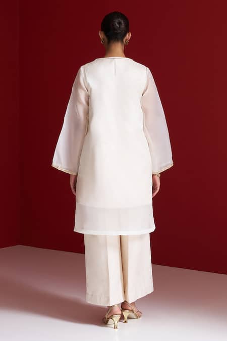 Sitaraa Kamya Ivory Embroidered Jacket Pant Set