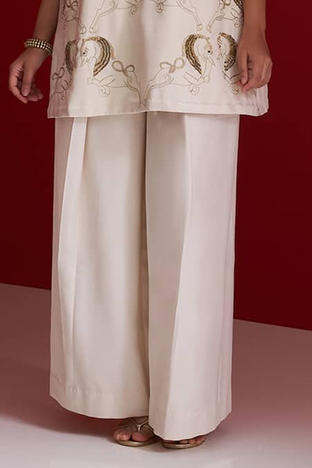 Buy_Sitaraa_Ivory Embroidery Round Neck Raksha Kurta With Pant _Online_at_Aza_Fashions