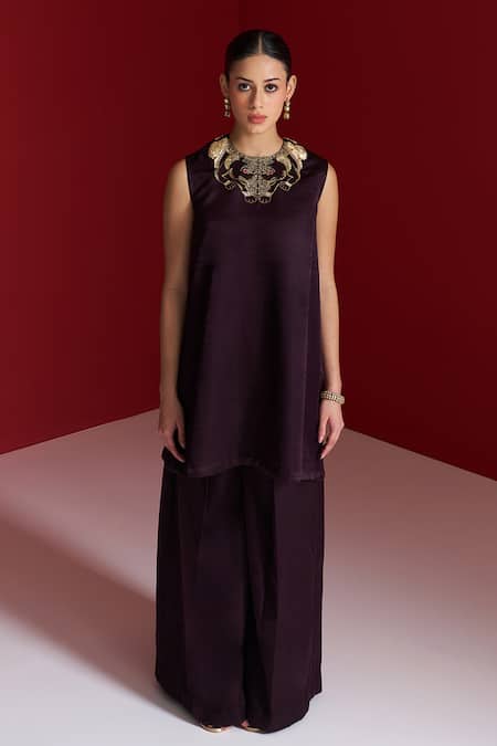 Sitaraa Vaidehi Coca Brown Embroidered Kurta With Pant