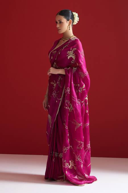 Sitaraa Purple Embroidery Irajaa Mulberry Wood Saree With Blouse Online at Aza Fashions Sitaraa_Purple Embroidery Irajaa Mulberry Wood Saree With Blouse _Online_at_Aza_Fashions